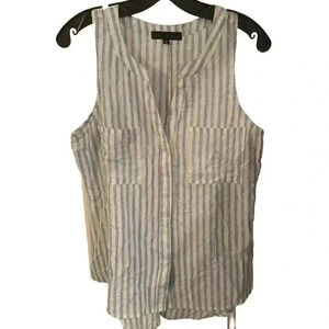 Sanctuary women’s sleeveless blue & white striped top w/ pockets size Medium